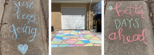 three examples of chalk art