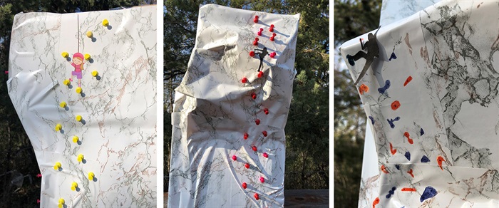 Three climbing wall examples.