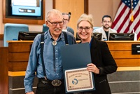 Mayor Strom posing with Gerald Hilton