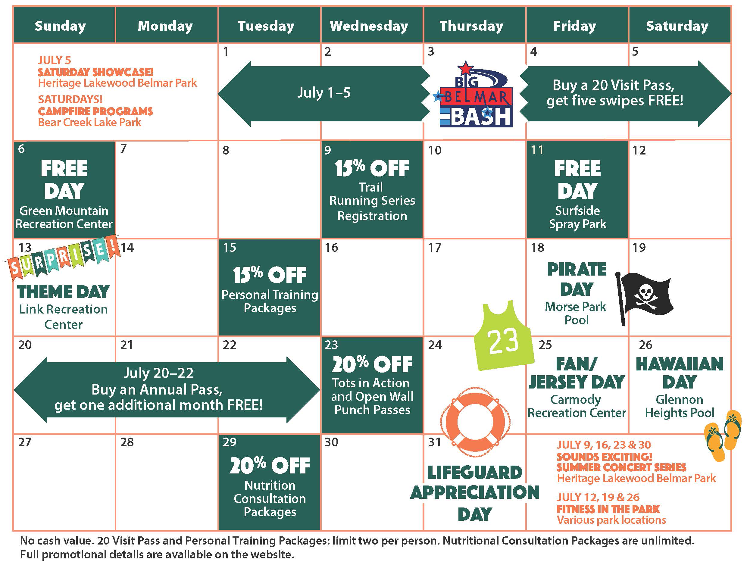 park and rec month calendar 2025