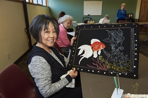 Picture of woman's painting from an art class
