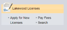 Lakewood Licenses dialog box
